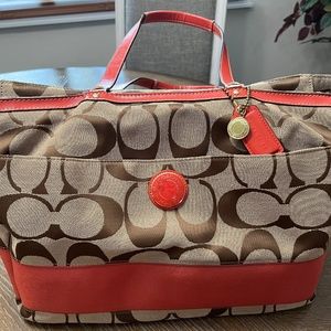 🛍Authentic COACH Signature Jacquard Stripe Diaper Bag/Tote🛍